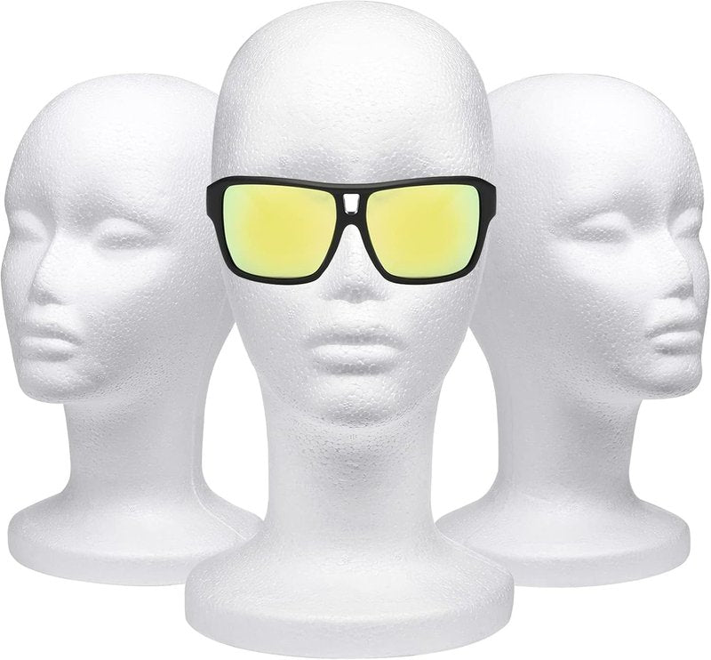 Foraineam 12-Inch Foam Wig Heads - 3 Pack Mannequin Display Stands for Wigs, Hats & Hairpieces