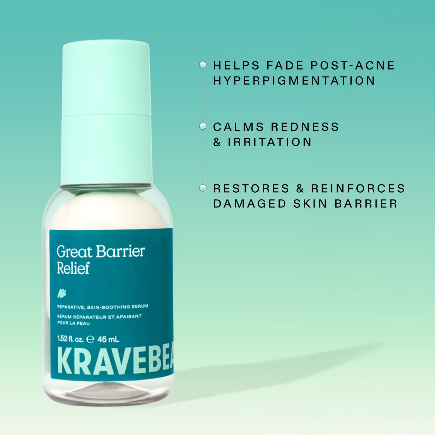 KraveBeauty Great Barrier Relief Serum for Dry or Sensitive Skin, Hydrates and Repairs the Skin Barrier, Soothing Facial Serum with Ceramides & Niacinamide, Fragrance Free, 45 mL