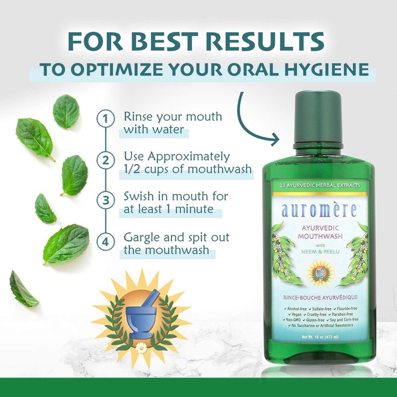 Ayurvedic Natural Mouthwash - Alcohol-Free Neem Oral Rinse for Fresh Breath | 16 Fl Oz, 2 Pack