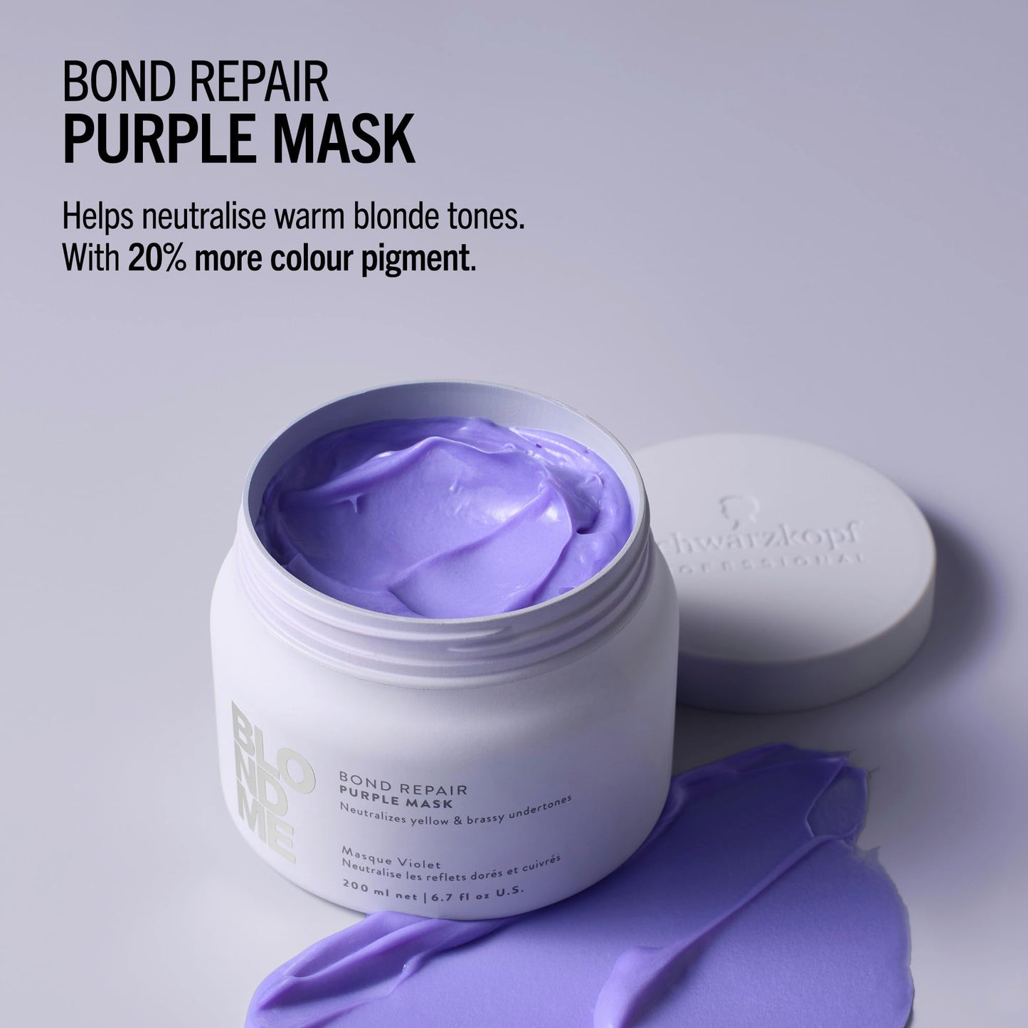 BlondMe Bond Repair Purple Mask for Blonde Hair | Neutralizes Yellow & Brassy Tones | Maintain, Refresh, & Enrich | For Moisturized, Healthy-Looking Cool-Toned Blondes