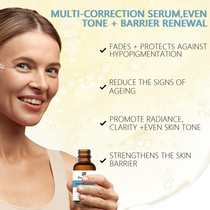 Bioglossy Vitamin CE Ferulic Acid Serum 20% Vitamin C Serum + Vitamin E & Hyaluronic Acid - Skin Moisturizer Face Dark Spot Corrector and Anti Aging 30ml / 1 fl.oz