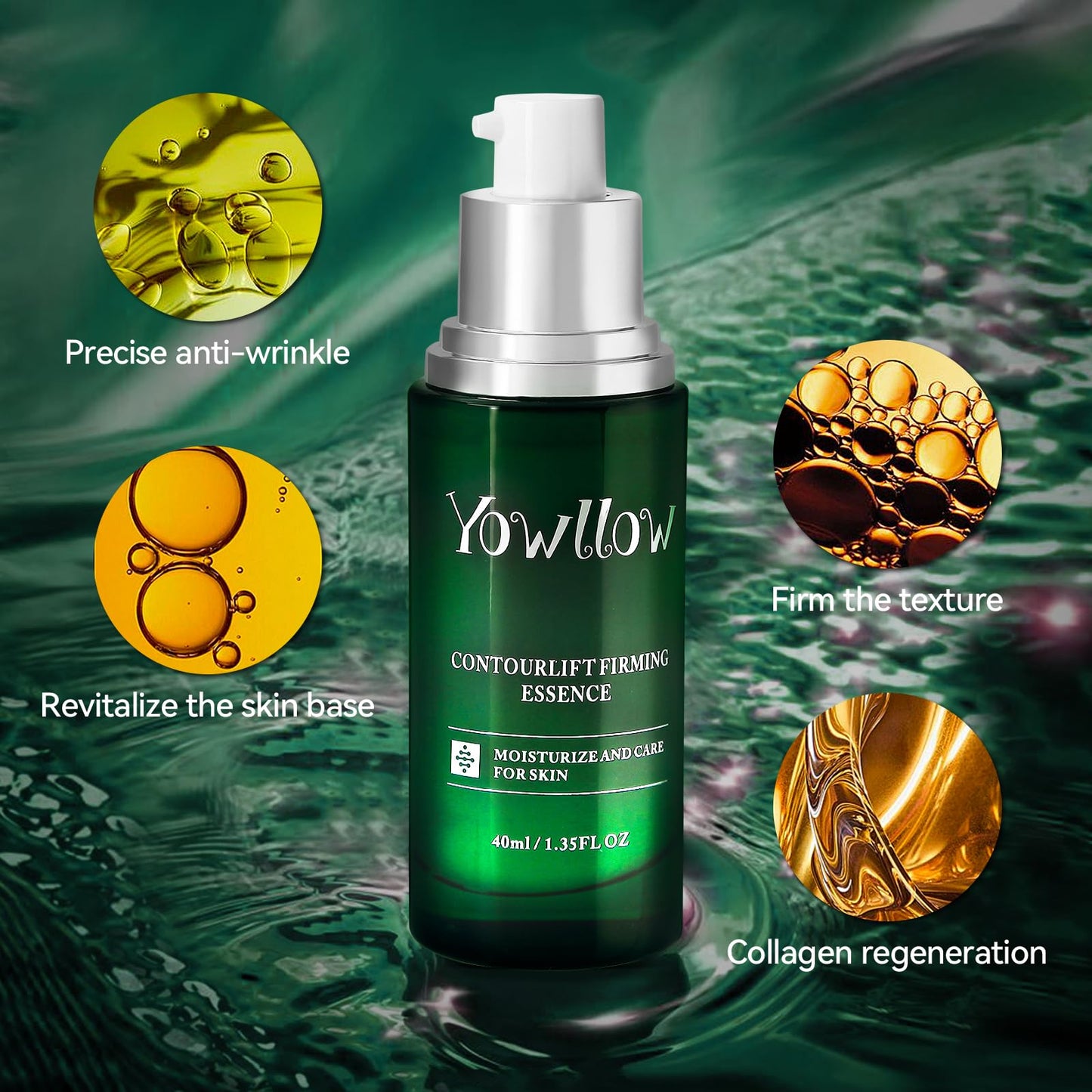 YOWLLOW Hydrating Facial Serums,Anti Aging Formula with Natural Ingredients,Hyaluronic Acid & Vitamin C,Reducing Wrinkles,Brightening Lifting & Glowing Skin,Light Face Essence for Daily Skin Care
