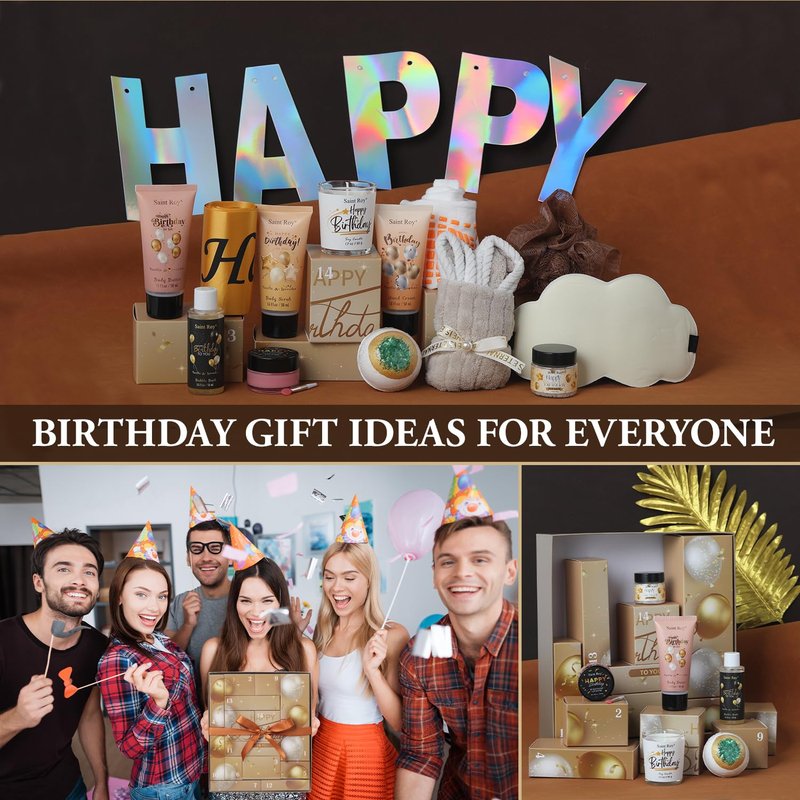 Birthday Gifts for Women, Birthday Spa Gift Basket for Women & Men, Luxury Birthday Spa Gift Box, Rich Bath Essentials, Butter, Candle, happy birthday gifts box for women bath and body care