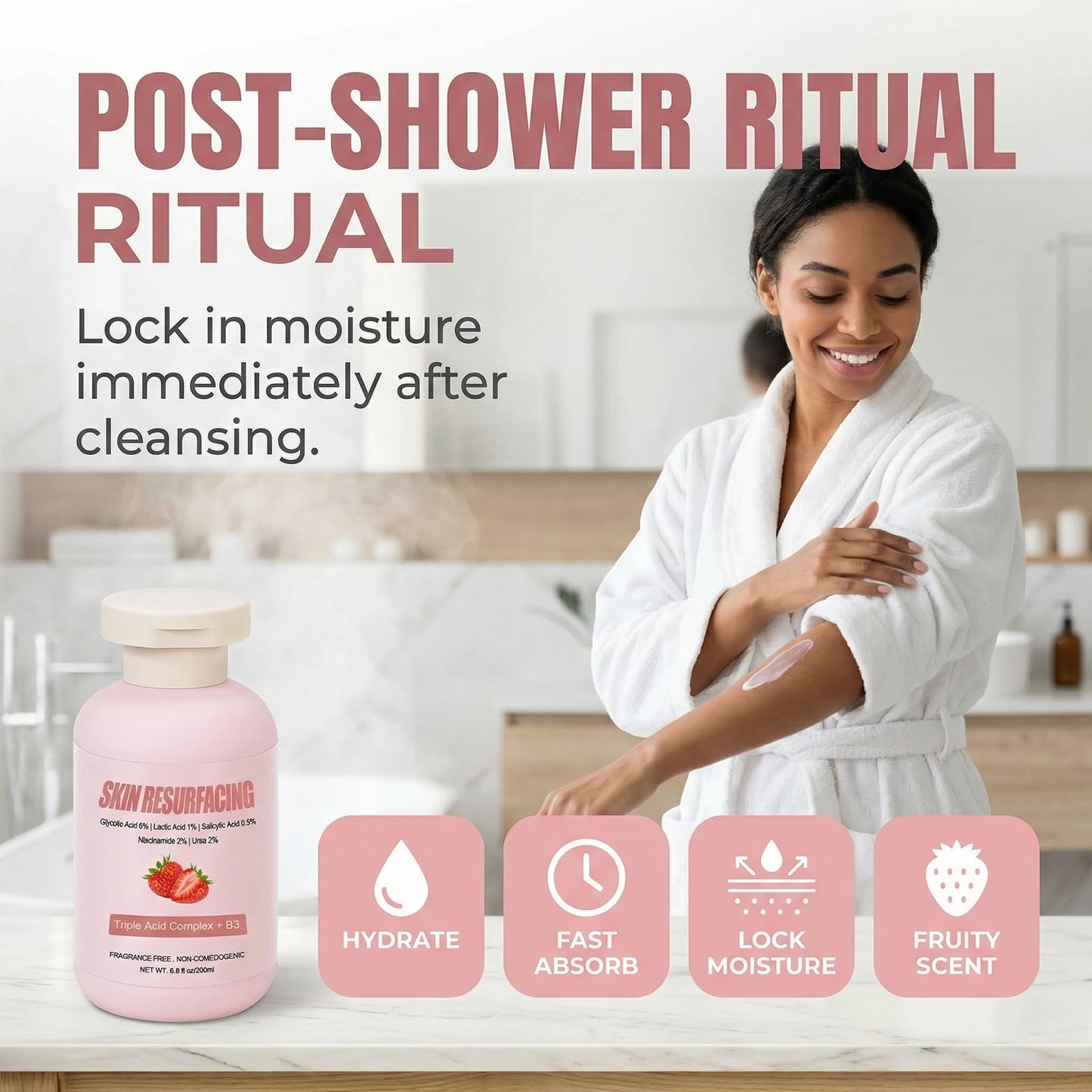 Strawberry Skin Treatment, Trystrawberry Legs Resurfacing Cream, Advanced Triple-Acid Complex For Keratosis Pilaris, Reduce Chicken Skin Bumps (1)