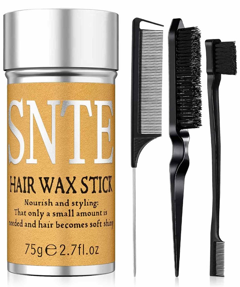 Slick Back Hair Brush & Hair Wax Stick Set | Frizz Control & Flyaway Smoothing for Sleek Styles