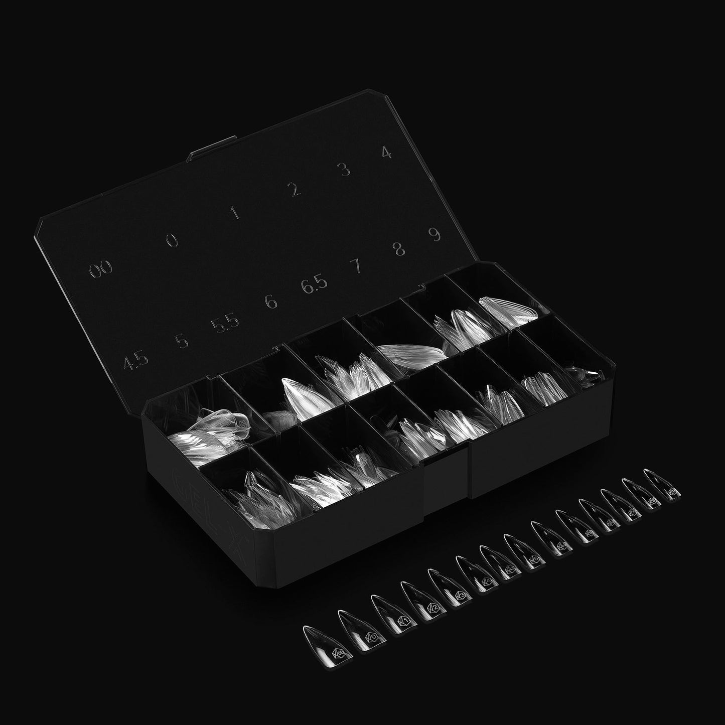 Apres Nail Gel-X Sculpted Stiletto Long Box of Tips | 600 Gel-X Tips, Premium Quality, 14 Sizes 00-9 | Half-sizes Included