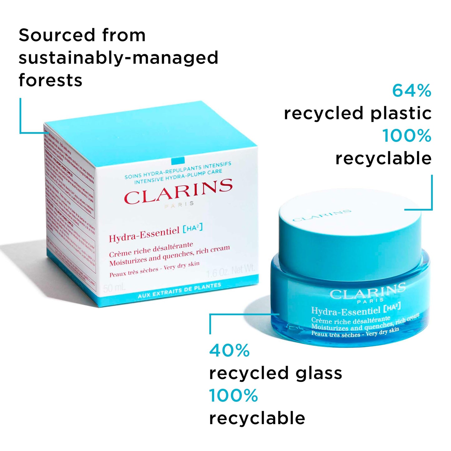 Clarins NEW Hydra-Essentiel Cream|Intensely Hydrating Moisturizer|60 Seconds to Plumper Skin*|Nourishes and Dose Hyaluronic Ounces