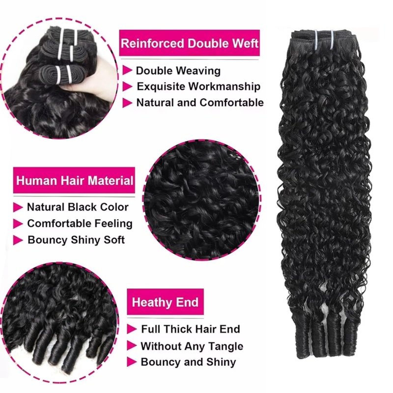 Burmese Curly Bundles Human Hair 1 Bundle 16 Inch Brazilian Virgin Hair Wet and Wavy Hair Quick Weave for Women Water Wave with Spiral Curly End Hair Extensions Natural Black