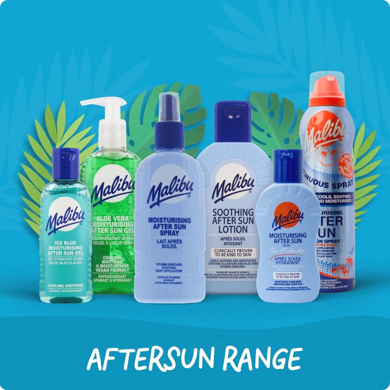 Malibu After Sun Lotion 13.5 fl oz – Cooling Aloe Vera & Vitamin E Moisturizer for Sunburn Relief, Hydrating Post Sun Care for Face & Body, Fast-Absorbing, Made in UK