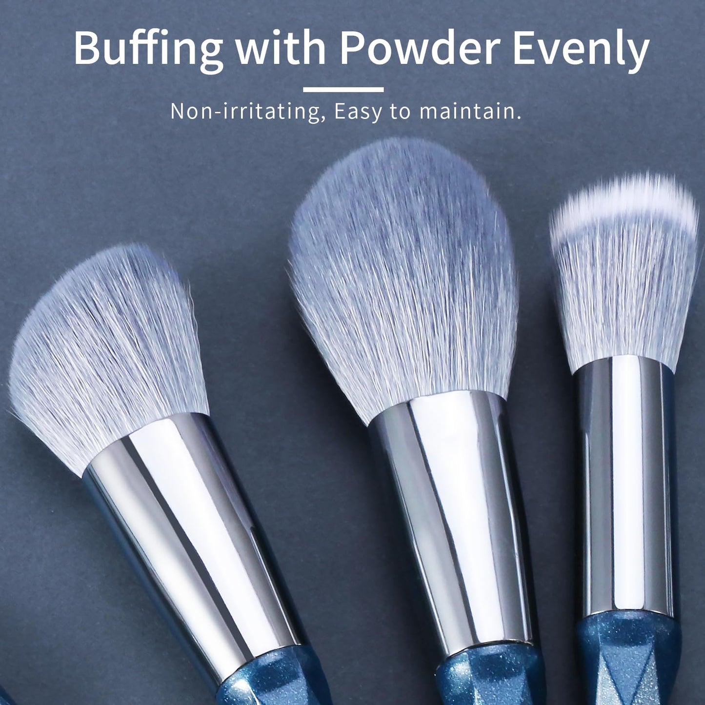ENZO KEN Sapphire Blue Makeup Brush Set Professional, Vegan Makeup Brushes Set, Makeup Brush Set with Case, Glitter Cosmetic Brushes Makeup Set, Make up Brushes Vegan, Make up Brushes Set Professional