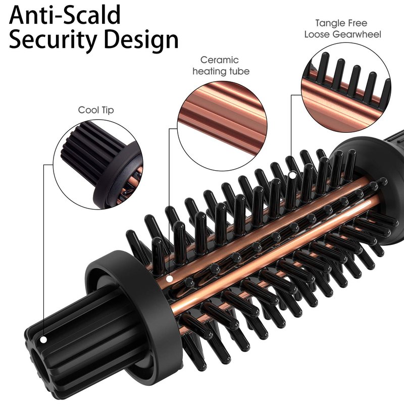 Curling Brush - Anti-Scald Curling Iron for Short Hair | Fast Heating, Easy Styling