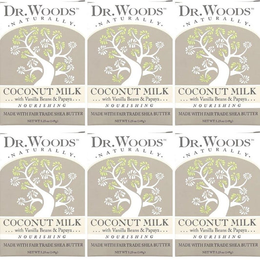 Dr. Woods Coconut Milk Shea Butter Soap, 5.25 oz (Pack of 6)