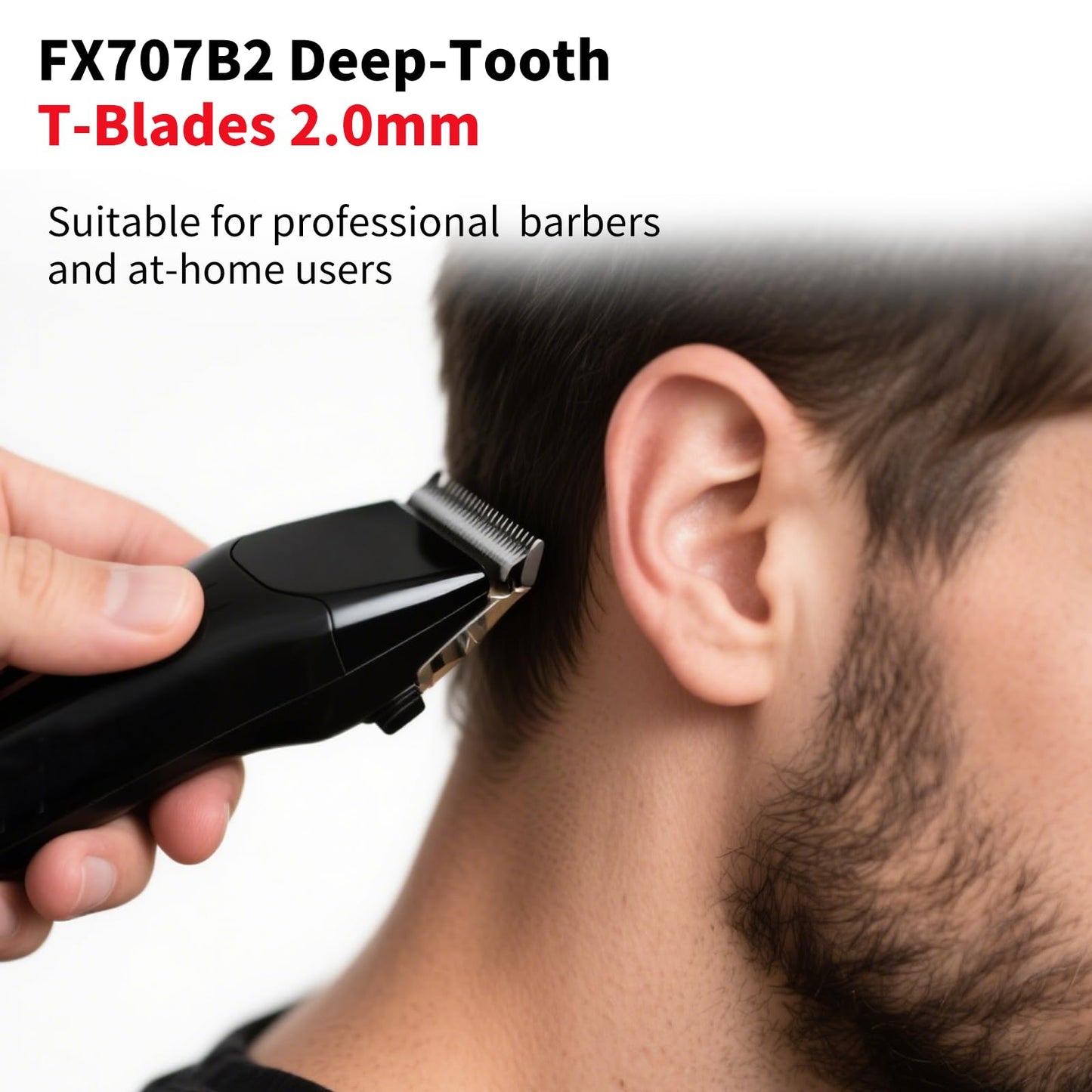 FX707B2 Trimmer Blades Replacement for Men, Deep Tooth T Blade Compatible with DLC 2.0 BaBylissPRO Hair Trimmers FX787 and LoPROFX Trimmers FX726, Black, 2 Pack