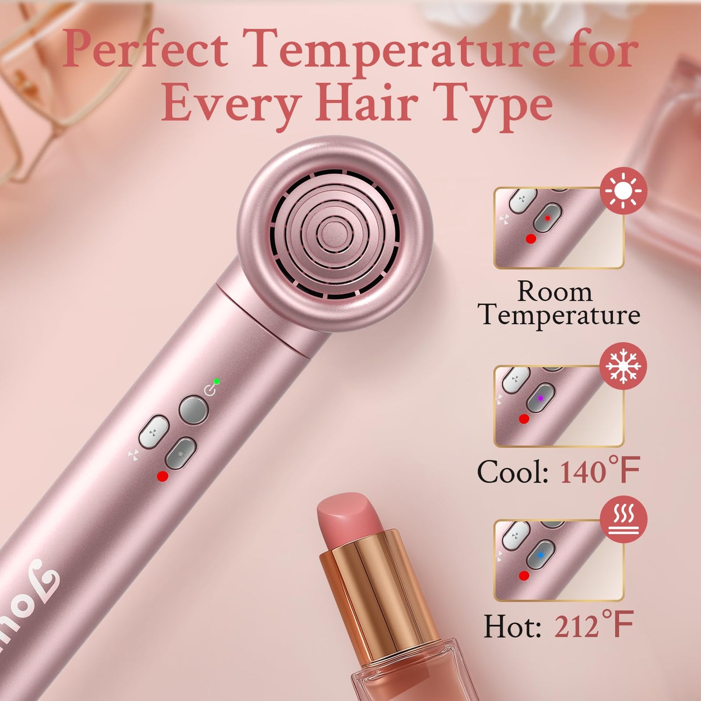 Hair Dryer Brush, Jolitoi 110000 RPM High-Speed Blow Dryer for Fast Drying, Negative Ionic Blow Dryer Brush Anti-frizz, Hot Air Brush Hair Styler for Volumizing, Straightening(Champagne Gold)