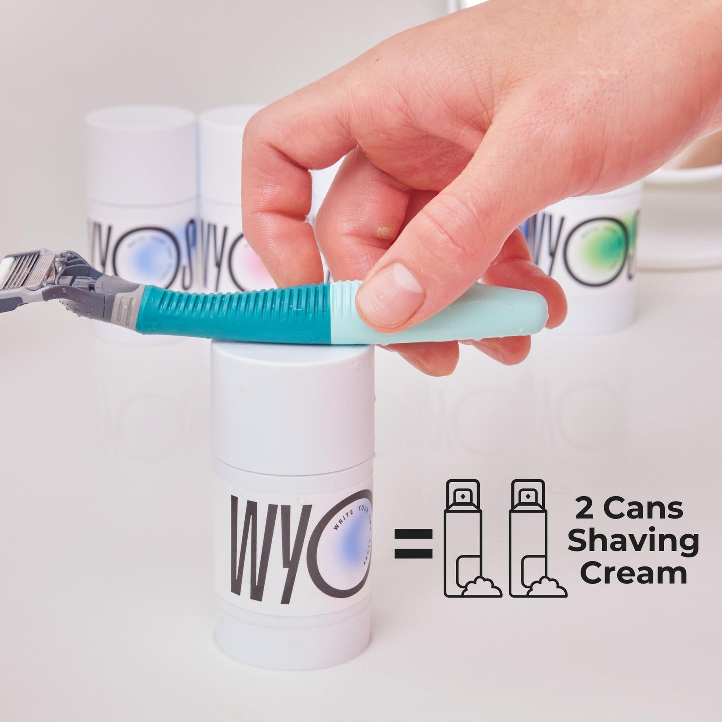WYOS Shave Stick for Men – Hydrating Glycerin Formula for Sensitive Skin, Smooth Glide for a Close Shave, Solid Shaving Cream Stick, Hands-Free, No Mess, Leak-Proof & TSA-Friendly, 2 Pack