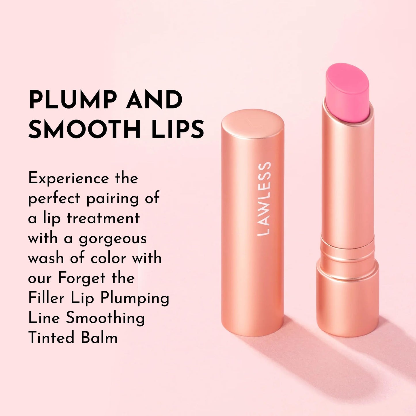 "LAWLESS Forget the Filler Lip Plumping Line-Smoothing Tinted Balm, Baby Doll, Pink, 0.09 Ounce"