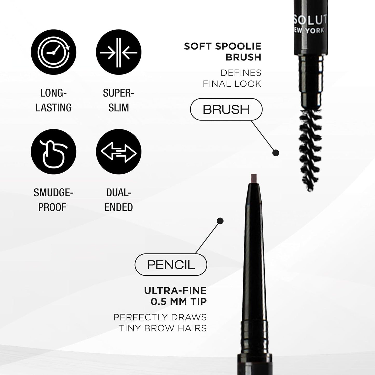 Super Slim Brow Pencil - Fine Point, Dual-Ended, Fade Resistant | Smoke Color