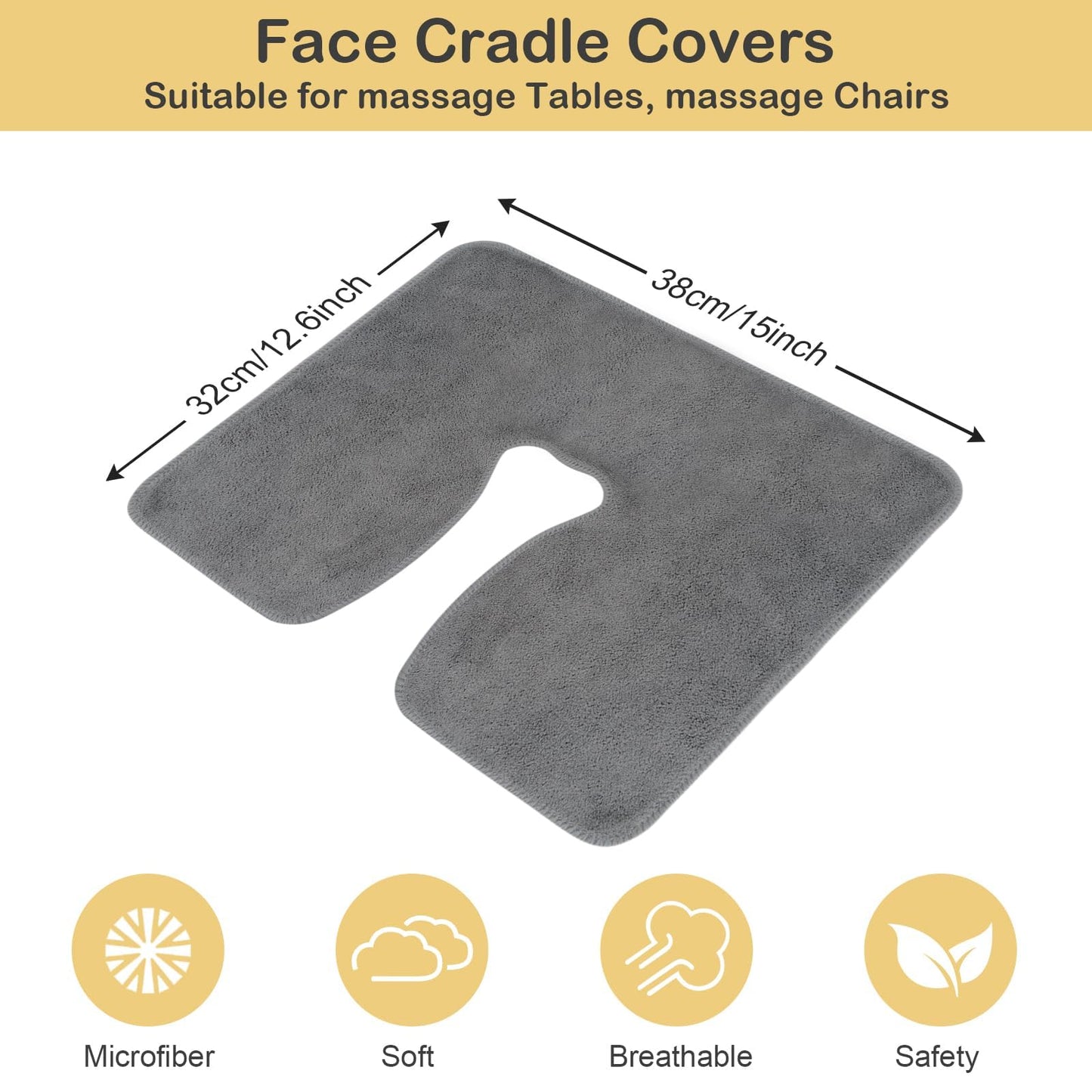 SINLAND Microfiber Reusable Face Cradle Covers,Grey,10 Pack