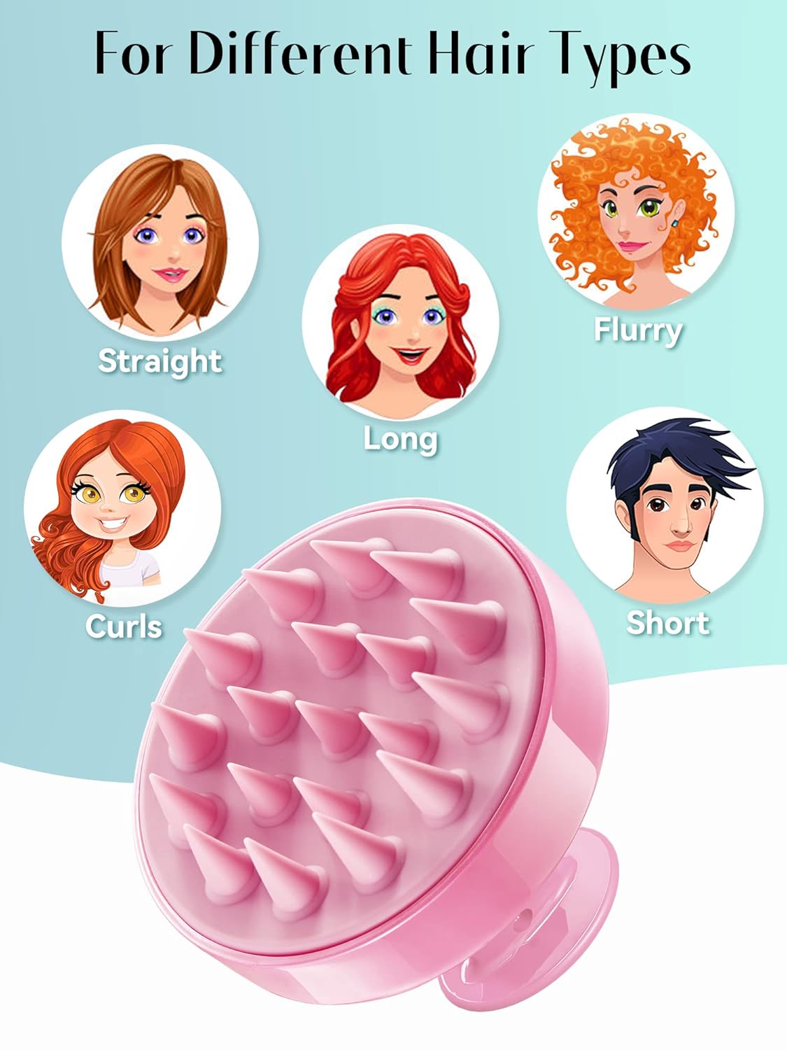 HEETA Scalp Massager - Silicone Shampoo Brush for Hair Growth & Dandruff Removal | Cherry Pink, Wet & Dry Use