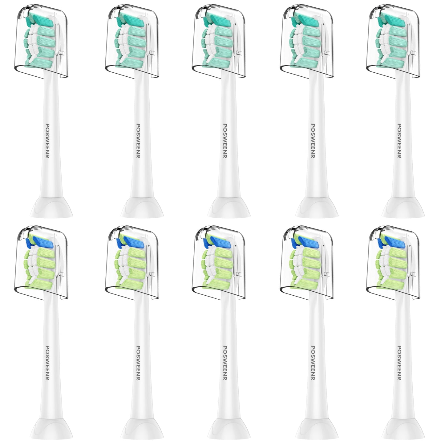 POSWEENR Replacement Toothbrush Heads Compatible with Philips Sonicare, Electric Toothbrush Replacement Heads for Plaque Control 10 Pack White