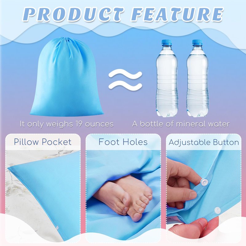 Irenare 2 Pcs Tan Sleep Sack Lightweight Breathable Tanning Body Self Tanners Sleeping Sac Protect Sheets from Dark Tanner for Bed Travel Sleeping Bag(Pink, Blue)