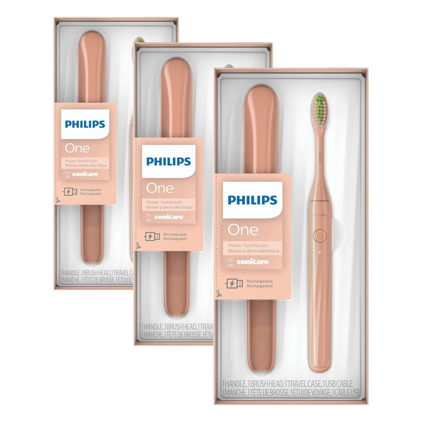 Philips Sonicare One by Sonicare Rechargeable Toothbrush, Shimmer, HY1200/25 (Pack of 3)