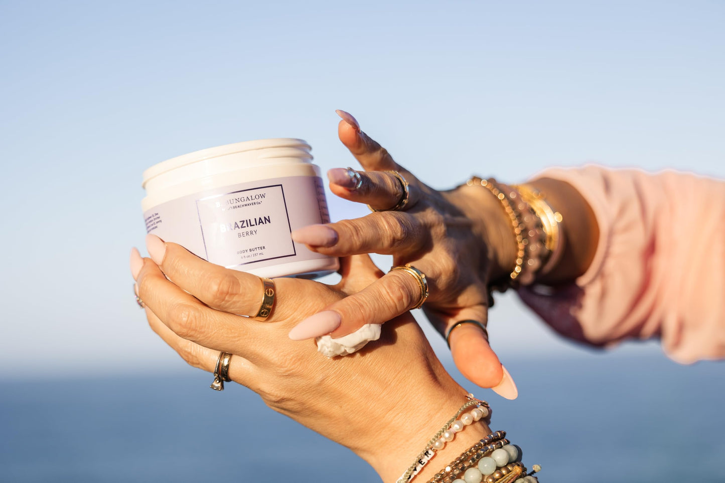 Beachwaver The Co. B. Bungalow Brazilian Berry Body Butter | Full Size (8 Oz) | Cloudberry Seed Oil, Vegan Squalane and Hyaluronic Acid | Blackberries, Apricots, Jasmine Sambac, Vanilla & Coconut