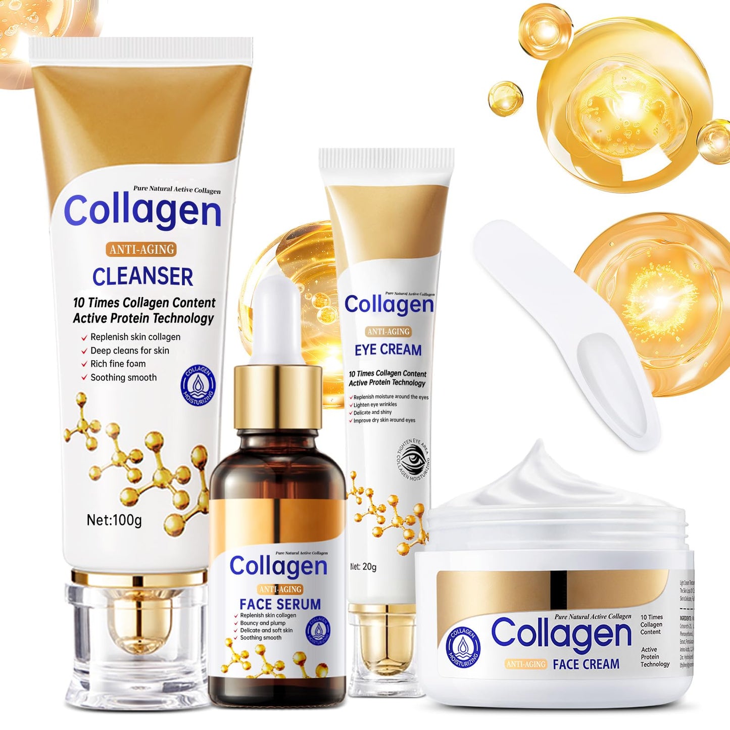 Collagen Skin Care Set, Anti Aging Skincare Set for Reduce Wrinkles, Shrink Pores, Smooth Fine Lines, Hydrating, Skincare Kits for Women, Daily Skin Care