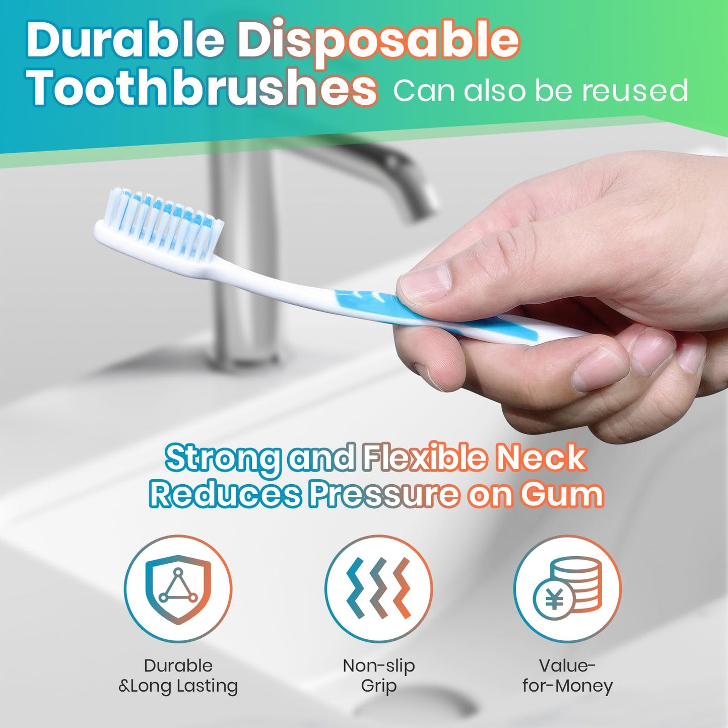 Frekare 100 Pack Individually Wrapped Bulk Toothbrushes for Adults & Kids, Disposable Tooth Brush, Medium Soft Bristles for Travel, Donations, Hotels