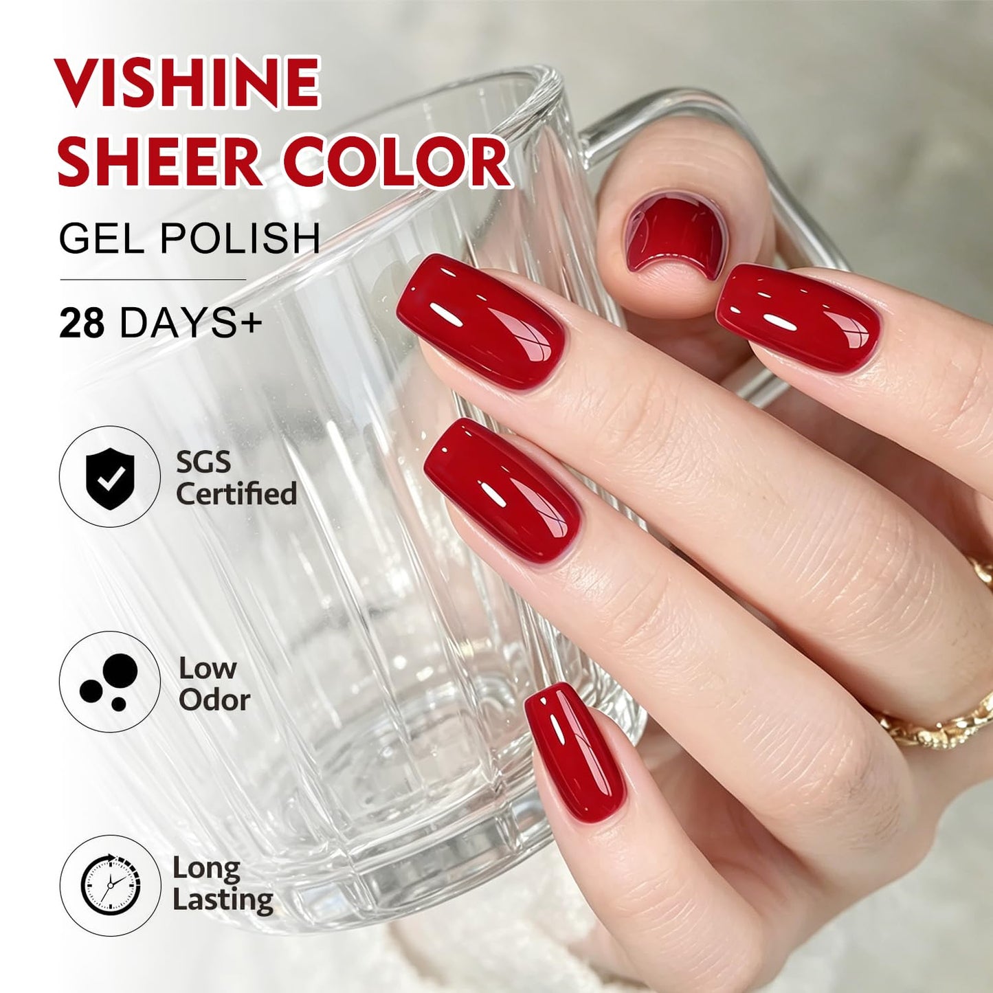 Vishine Gel Nail Polish 6 Colors Art Set, Mirror Soak Off UV LED Classic Color Set 8ml