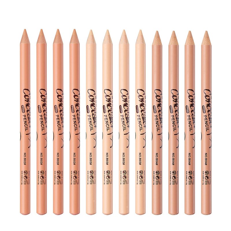 12 Pcs Wonder Concealer Pencil，3 Colors Face Concealer Pencil，Evens Out Skin Tone，Can Perfection Conceal Blemish，Dark Circle，Aging Spot，Acne，etc