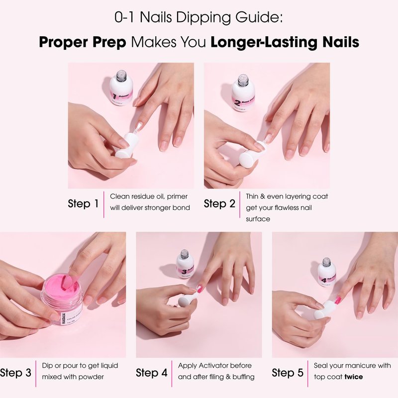 NAGAIA Premium Nail Dipping System, Dip Essential Liquid Set, All In One Dip Liquid Kit, Home & Salon Nail Dipping Manicure, Air Dry Dip Powder System, Salon Acrylic Nail Alternative, 3 Replaced Brush