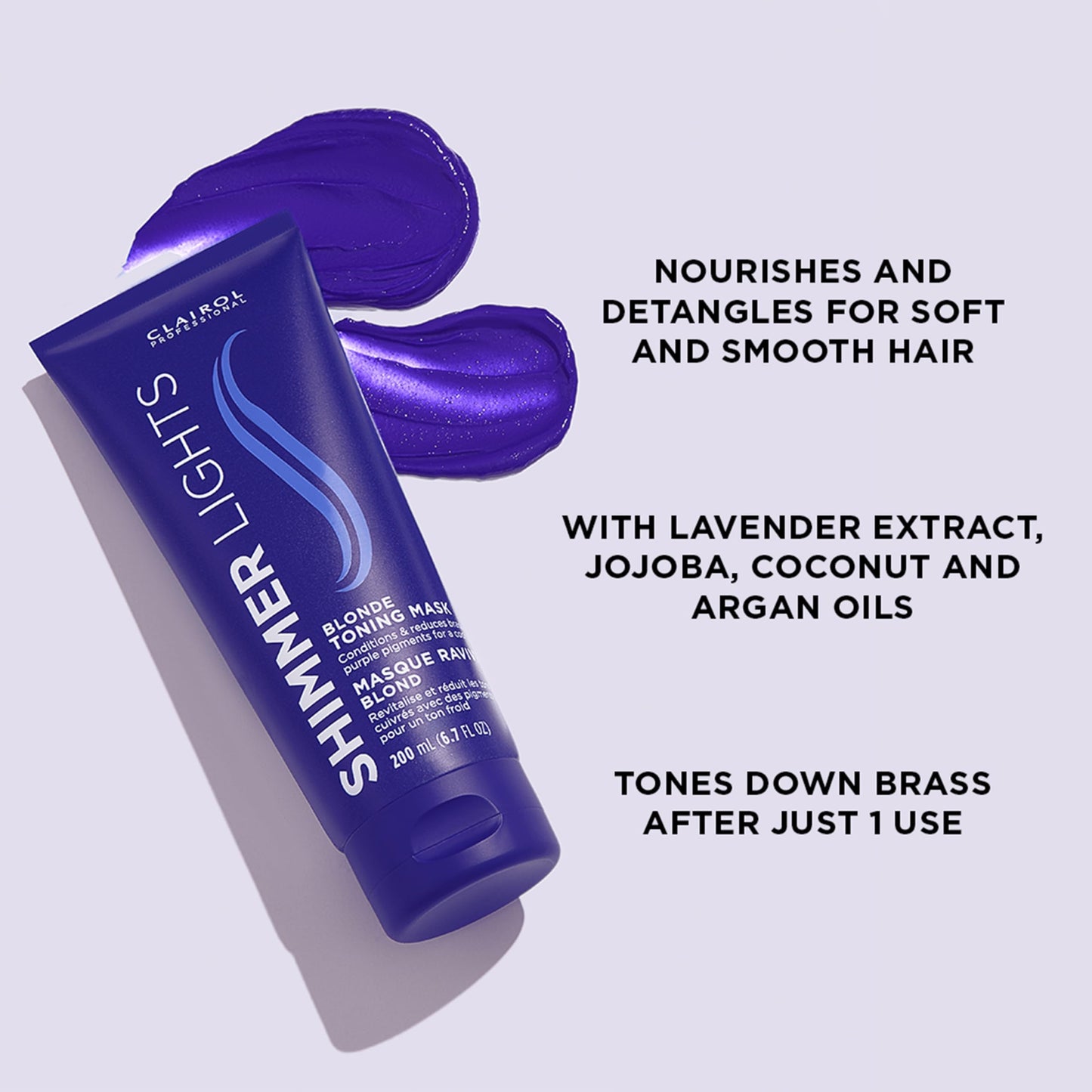 Clairol Professional Shimmer Lights Violet Toning Mask 200mL - Packaging may vary,(Pack of 2)