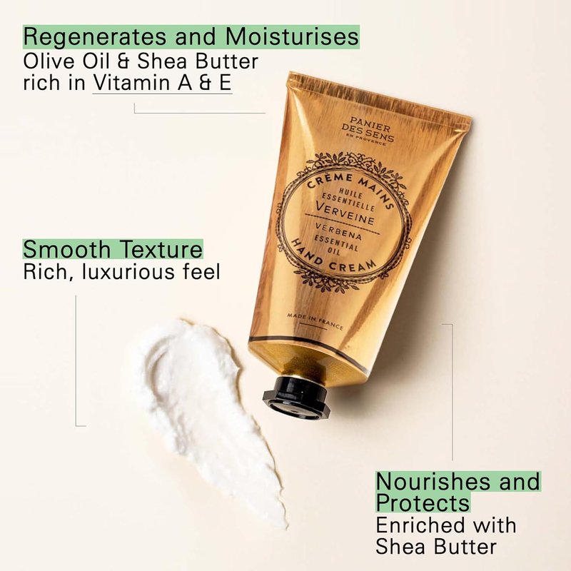 Panier des Sens Lemon Verbena Hand Cream - Moisturizing Lotion for Dry Skin | 97% Natural, 2.5 Fl Oz