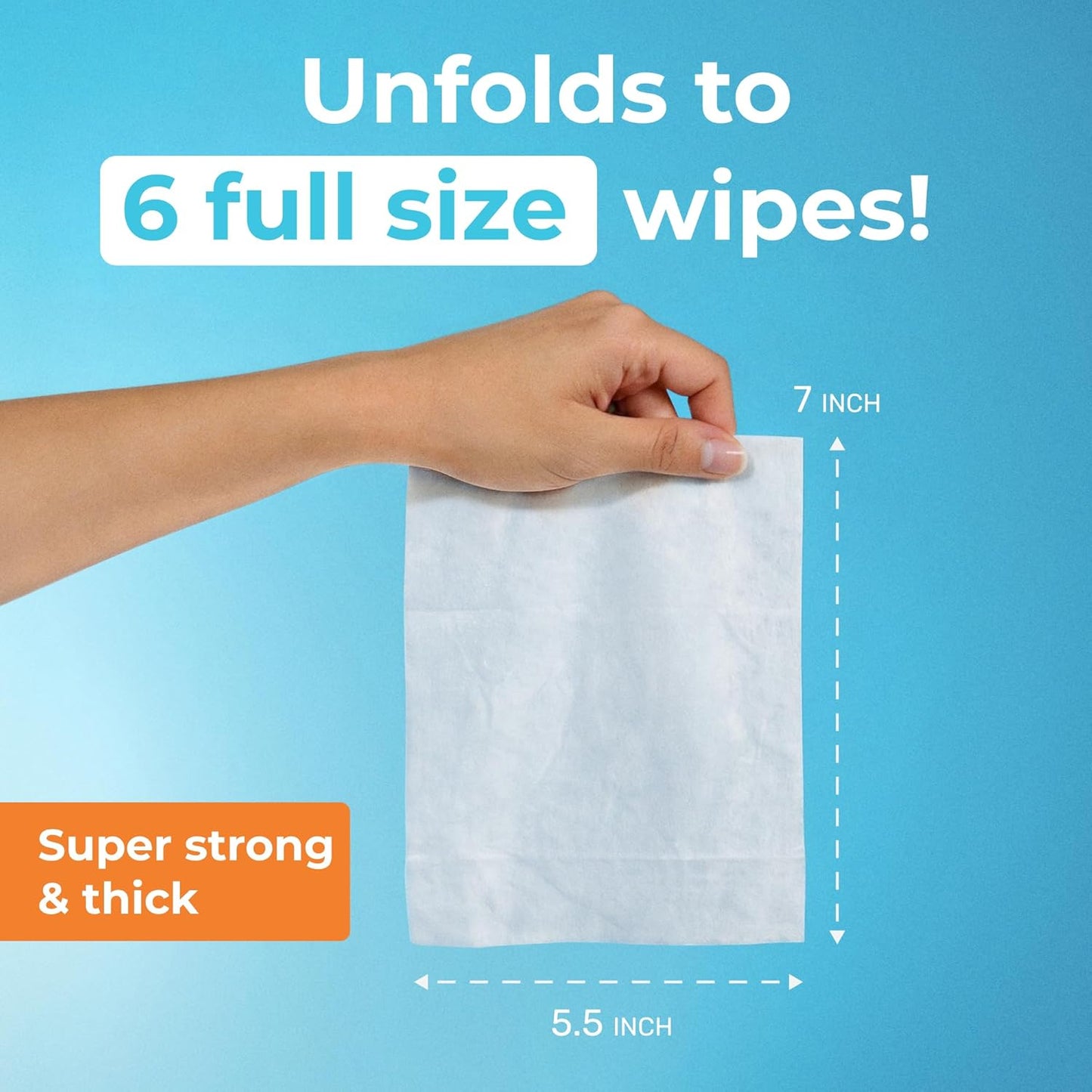 Travel Flushable Wipes - 99.5% Water & Aloe - Hypoallergenic & Unscented - 8 Pack of 48 Wipes for Adults & Kids