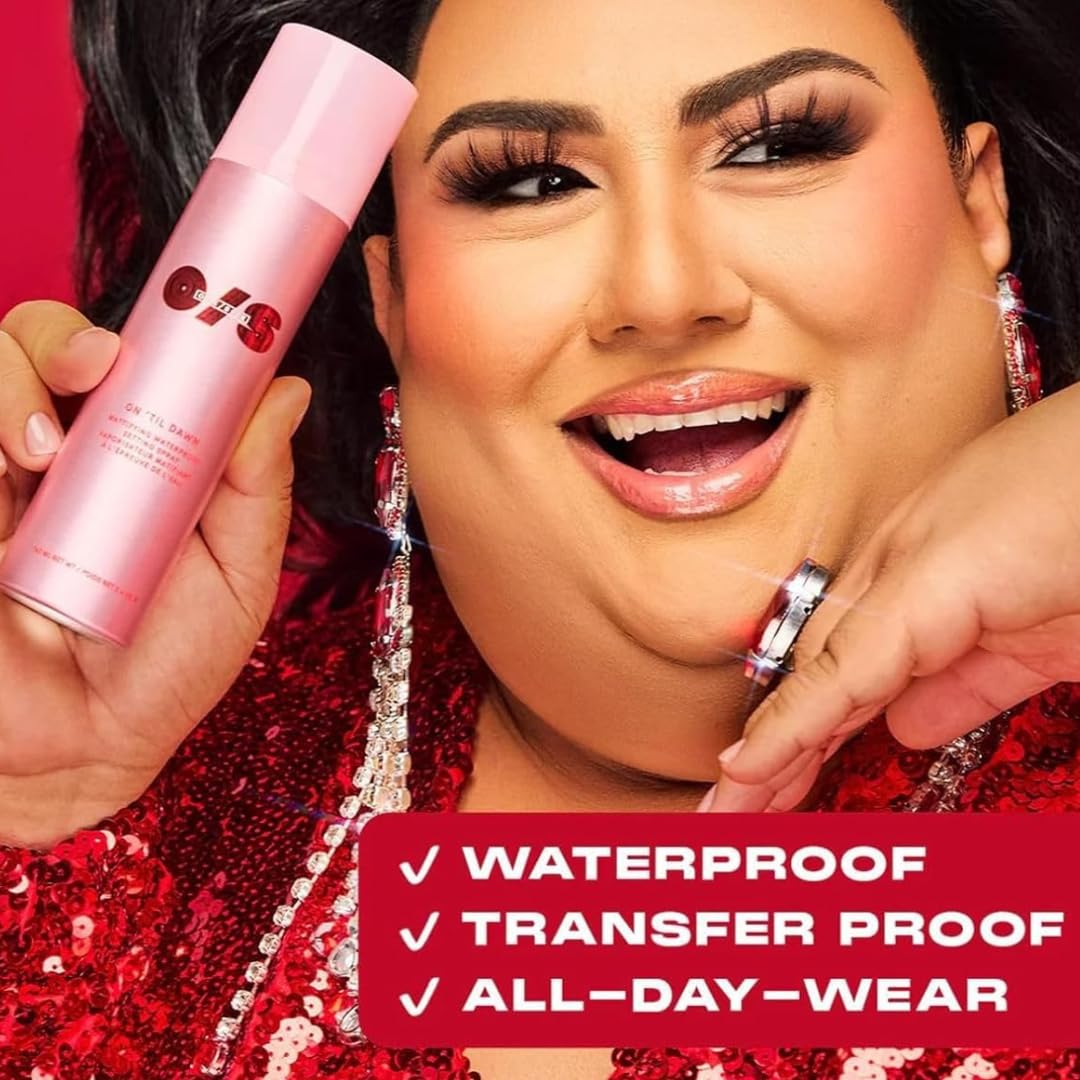 One Size by Patrick Starrr On 'Til Dawn Travel Size Mini Mattifying Waterproof Setting Spray for Long Lasting Face Makeup, All Day Matte Finish, Light Finishing Spray