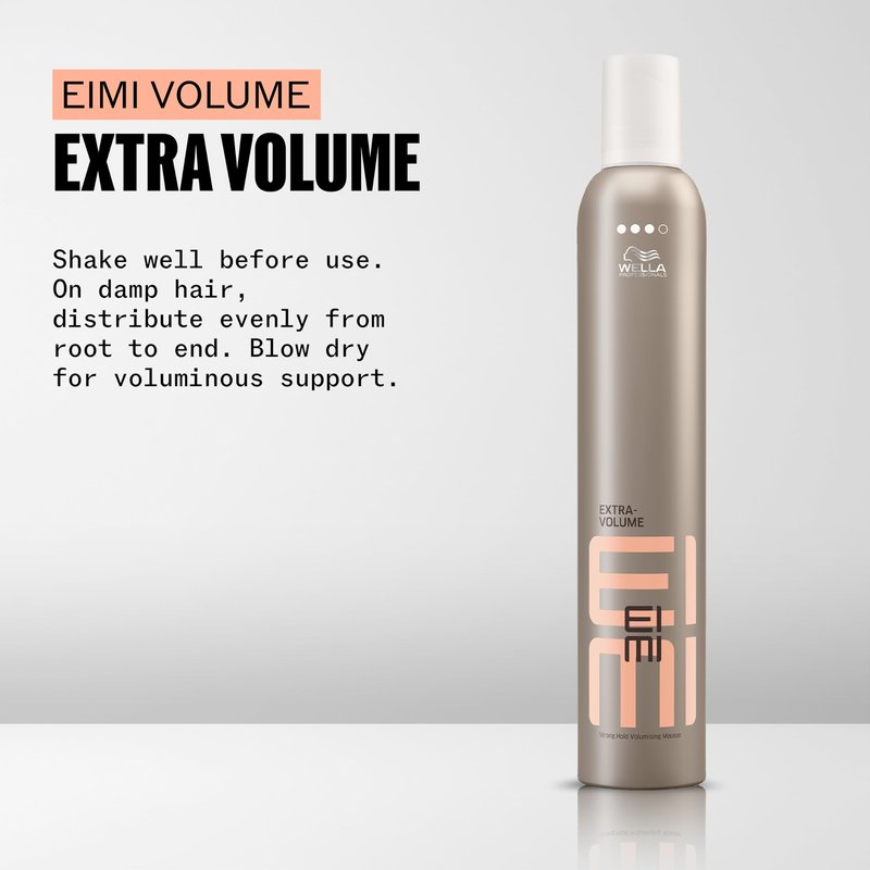 Wella Professionals EIMI Extra Volume | Strong Hold Volumizing Hair Styling Mousse | Adds Volume & Body | Heat Protectant | 10.1 Oz