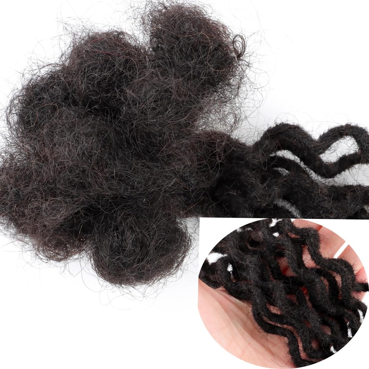0.6cm Thickness Real Human Hair Dreadlock Extensions 10 Inch 10 Strands Full Handmade Permanent Curly Locs Extensions Human Hair Can Be Dyed and Bleached