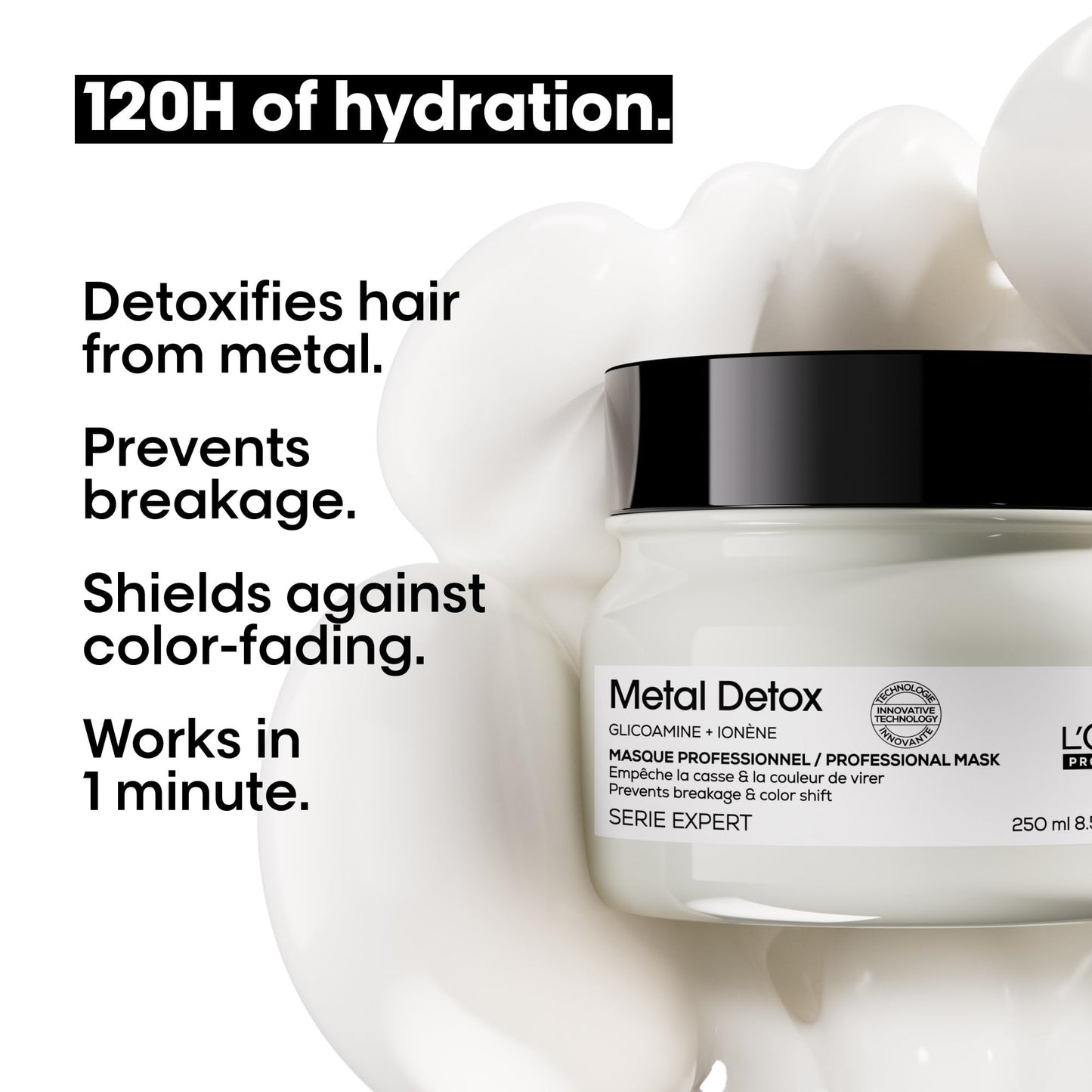 L’Oreal Professionnel Metal Detox Mask - Hydrating Hair Mask For Dull & Brittle Hair, Prevents Damage & Color Fading