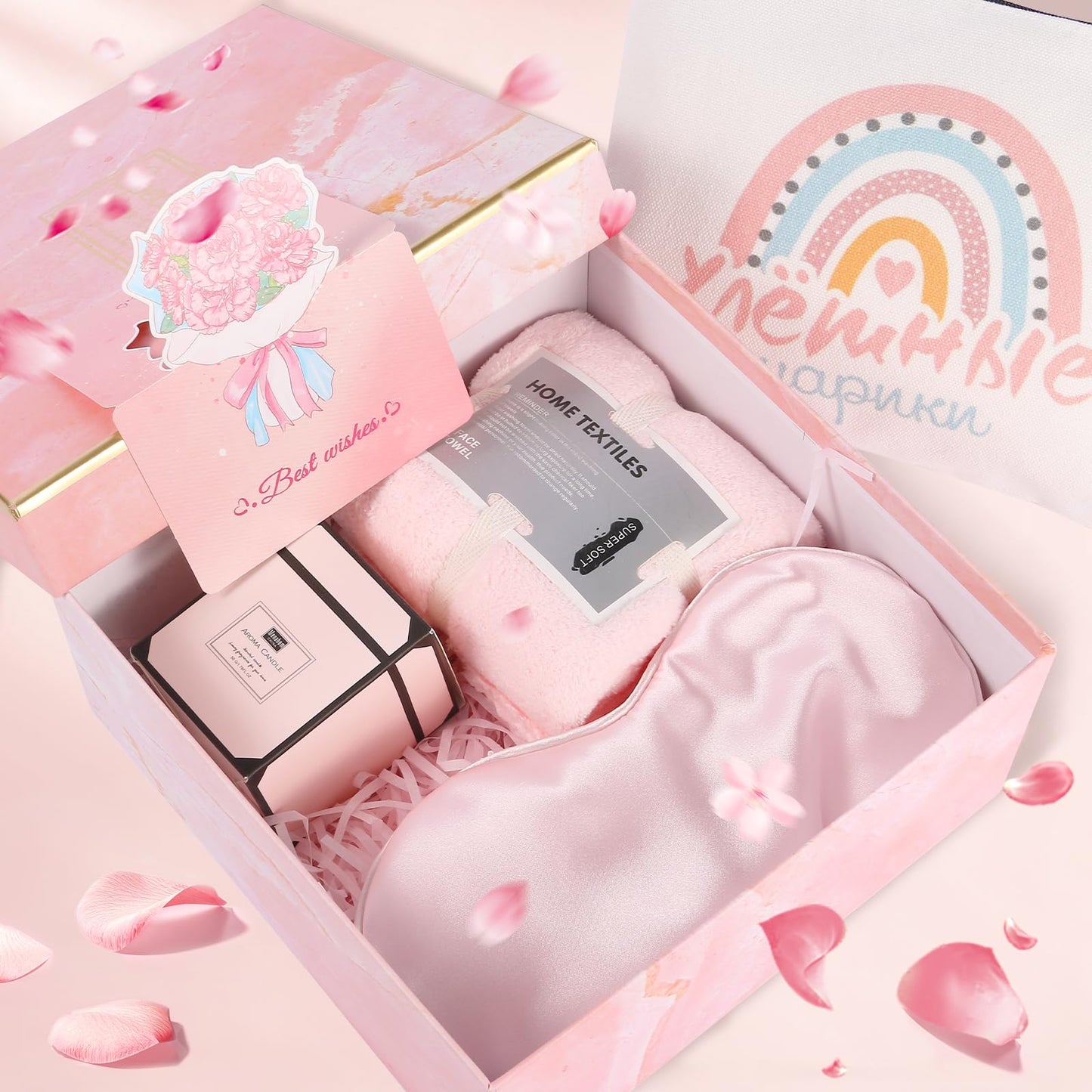 Happy Bath Set Relaxing Spa Gift Baskets Ideas, Unique Gifts for Women Who Have Everything