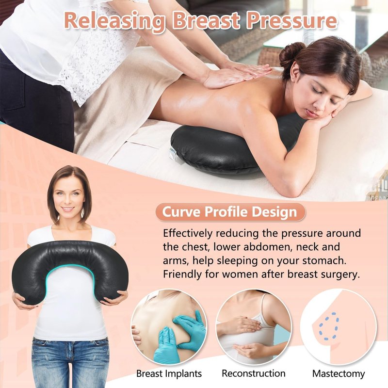 Breast Support Pillow for Massage Tables - Faux Leather Bolster Wedge | Post-Surgery Comfort