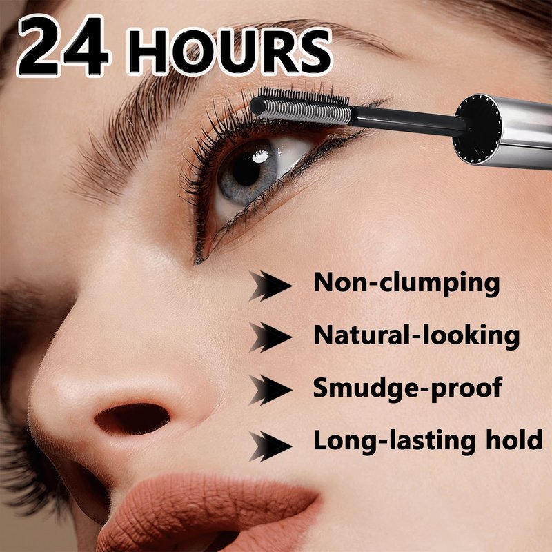 Feather Lash Iron Wand Mascara, Dual-Wing Brush Metal Mascara Wand, Primer & Topcoat 2-in-1, Extreme Waterproof, 3D Curling Volume & Length, Ideal for Swimming & All-Day Wear (Black)