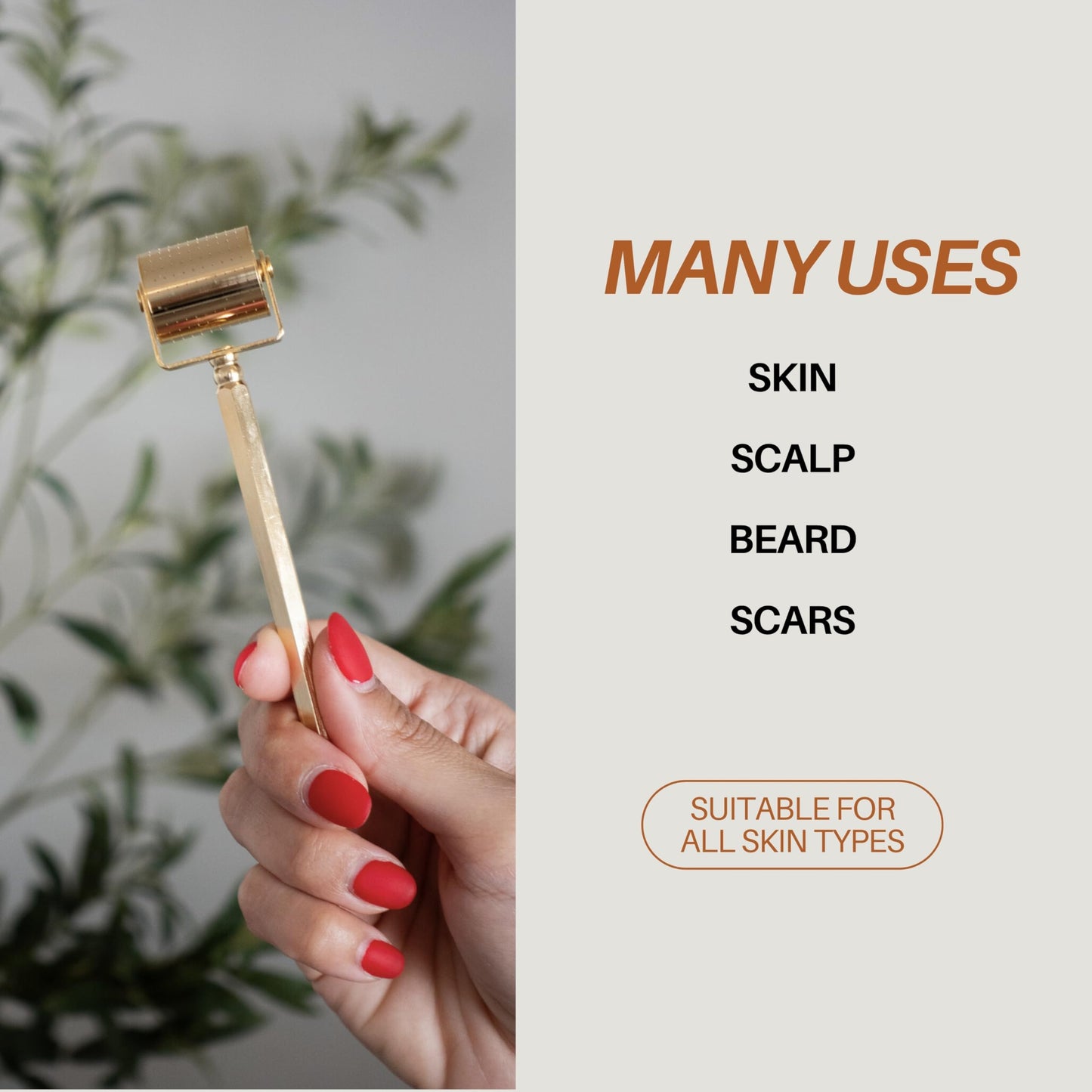 Luxury 24K Gold-Plated Derma Roller - Titatium Microneedle Cosmetic Beauty Tool for Face, Skin Care, Beard, and Home Self-Care - For Men & Women (0.25)