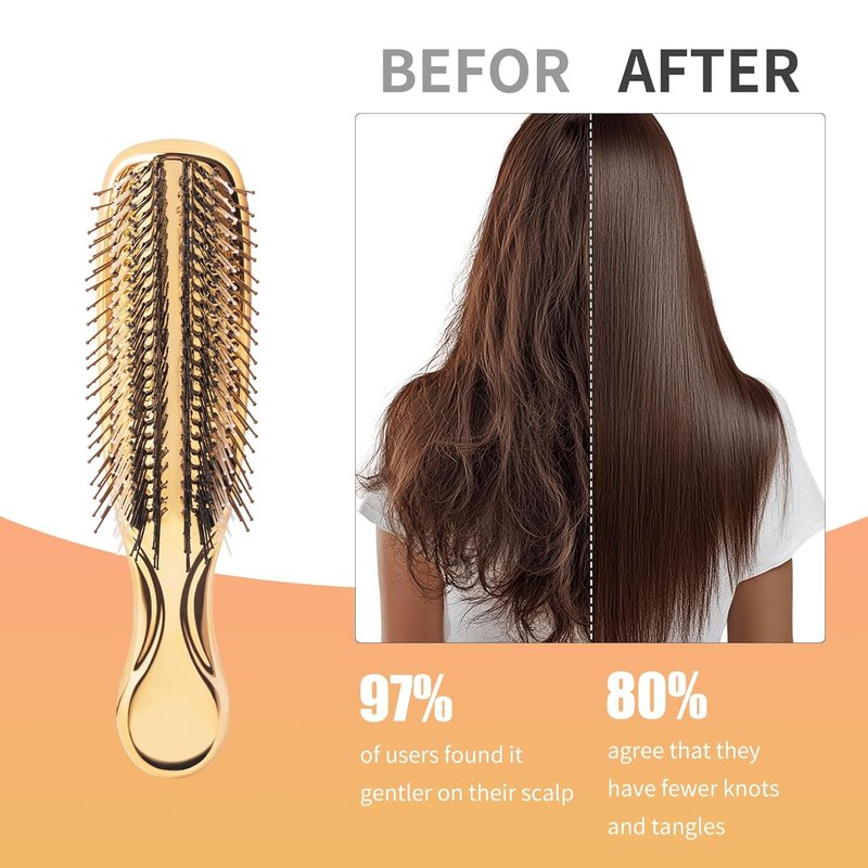 Hair Brush for Thick, Curly, or Thin Hair - Adds Shine & Smoothness | Gold Color