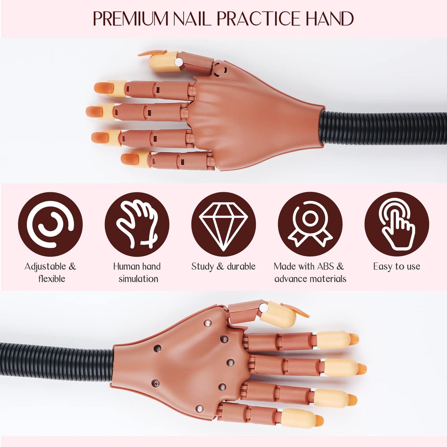 Saviland 4PCS Acrylic Nail Brush Set Size 6/10/12/14 and Practice Hand for Acrylic Nails
