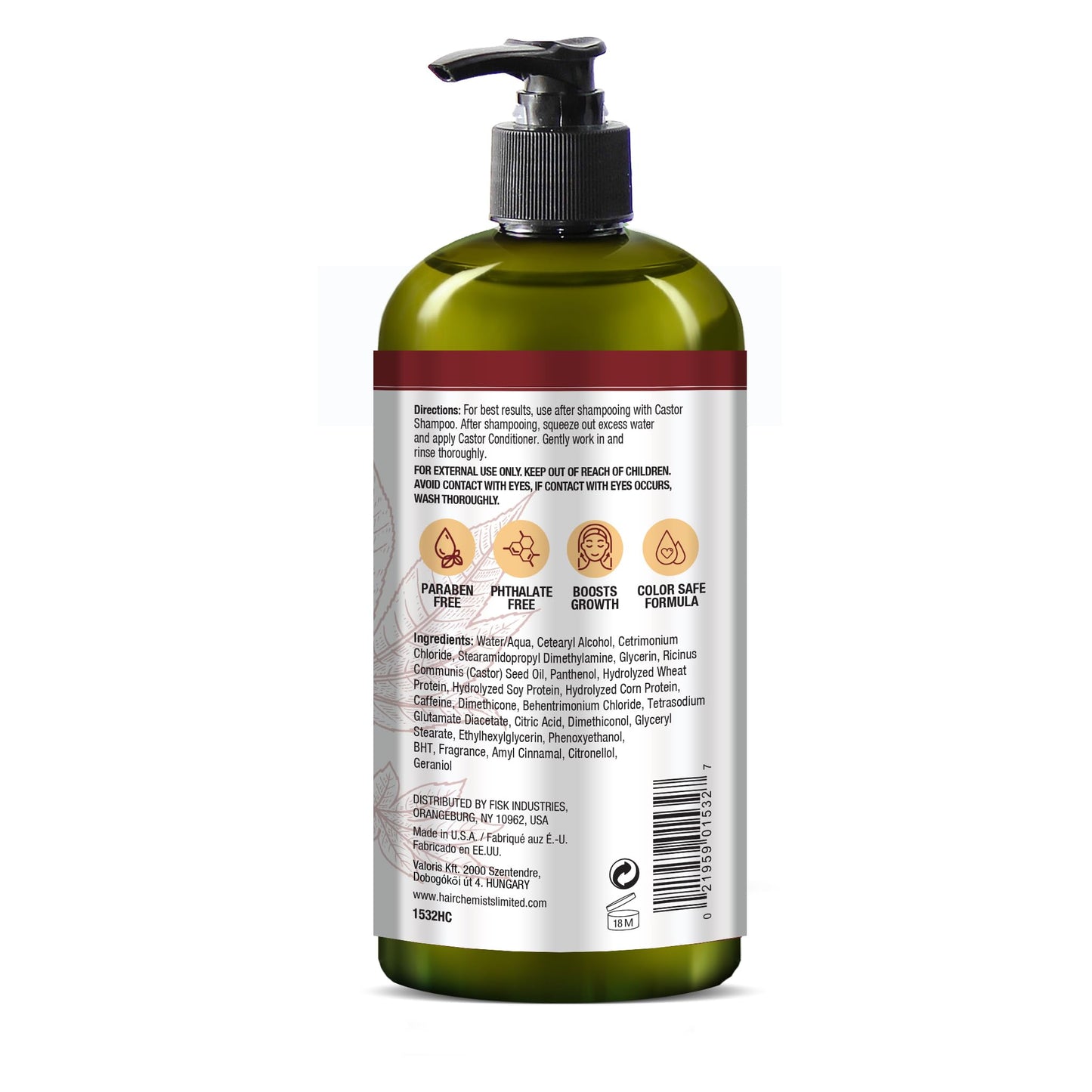Hair Chemist Castor Pro-Growth Shampoo 33.8 oz. AND Conditioner 33.8 oz. 2-PC Boxed Gift Set - Made with Natural Castor Oil for Hair Growth, Sulfate Free Shampoo & Conditioner Set