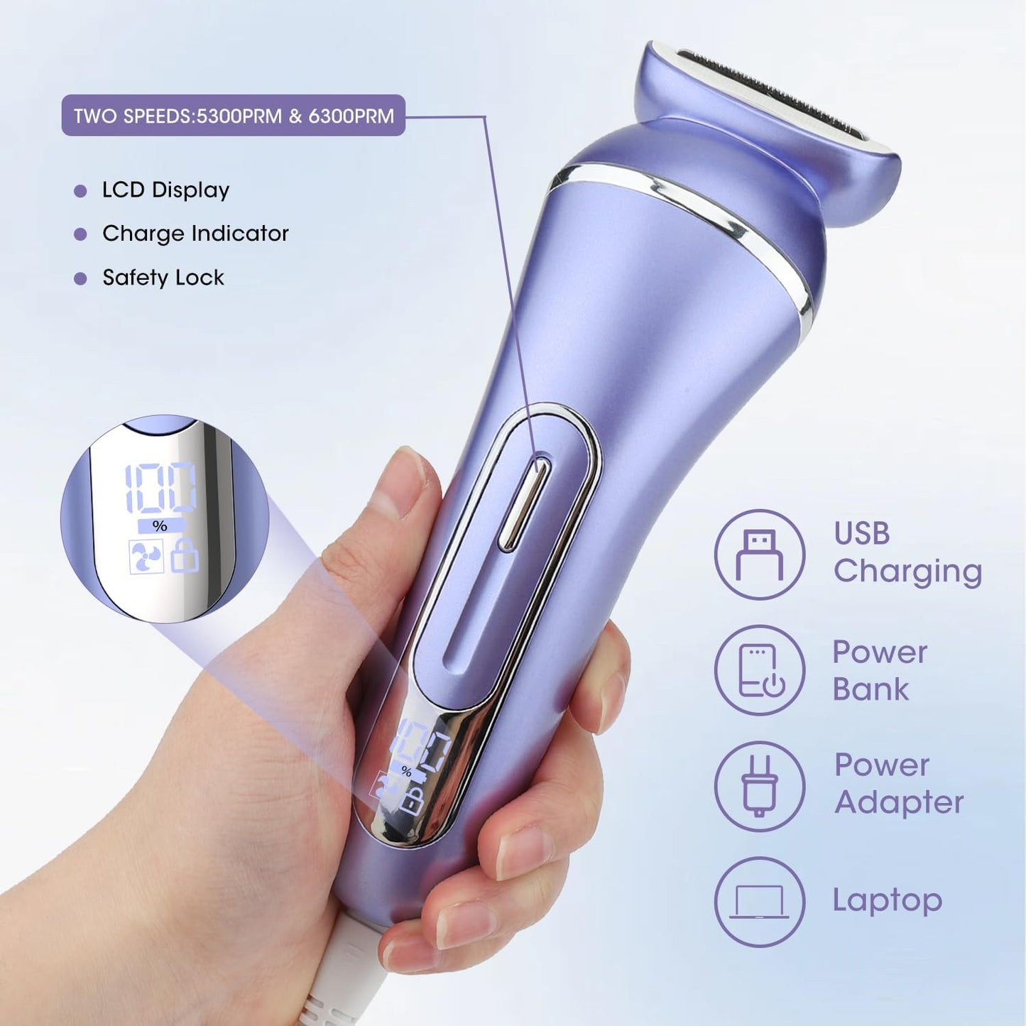 Electric Shavers for Women - 7 in 1 Hair Removal Kit with Epilator, Trimmer & Face Massager | Waterproof, Versatile Grooming Set