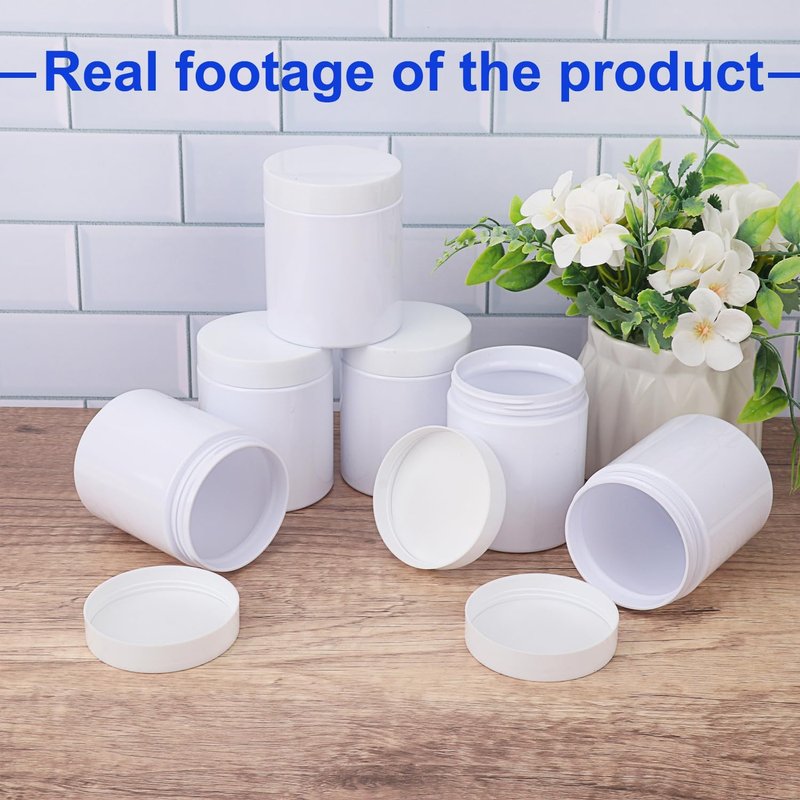 48-Pack 8 OZ White Plastic Jars - Versatile Empty Mason Jars for Creams, Body Butters, and Crafts