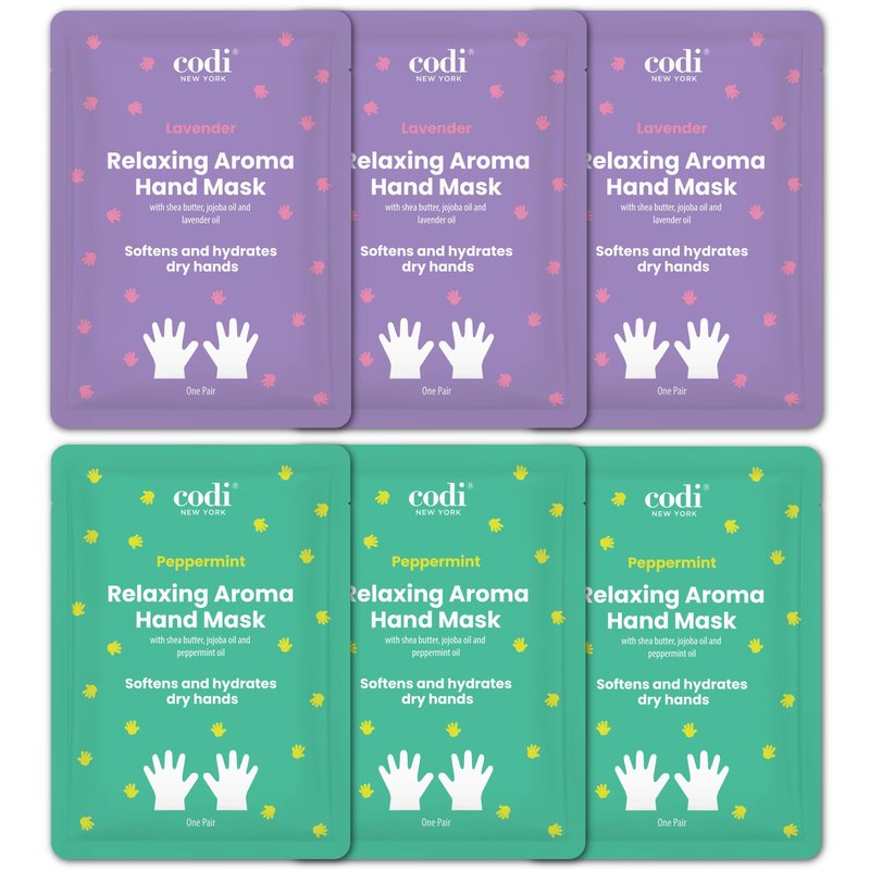 Codi New York Relaxing Aroma Hand Mask, Home Spa Moisturizing Hand Gloves, 6 Pairs, For Dry Rough Hands, Hydrating Hand Treatment, Made in Korea (Peppermint + Lavender)