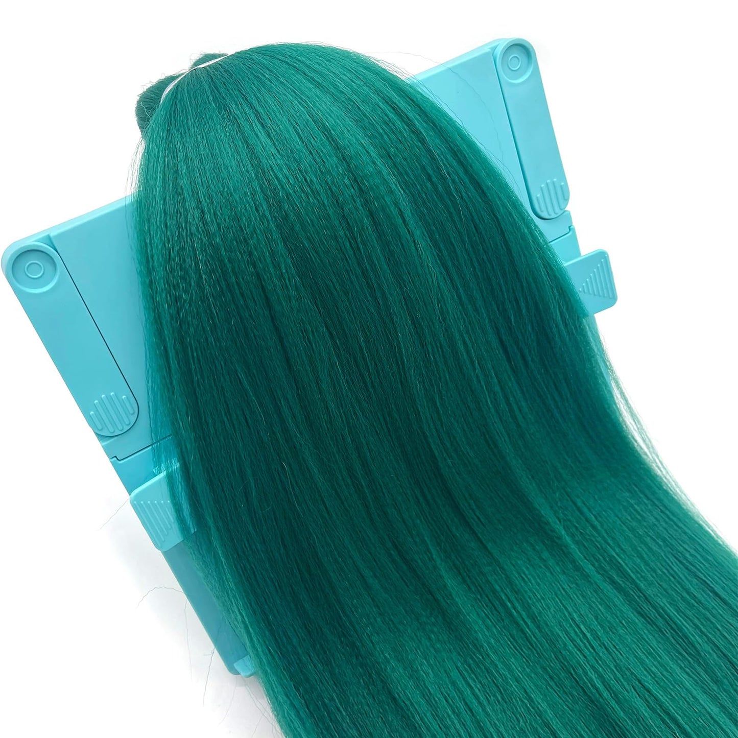 Ai Yuchen Pre Stretched Braiding Hair Green Knotless Teal Braiding Hair Pre Stretched Colored Hair Extensions for Braiding Box Braids Prestretched Braiding Hair 26 inch
